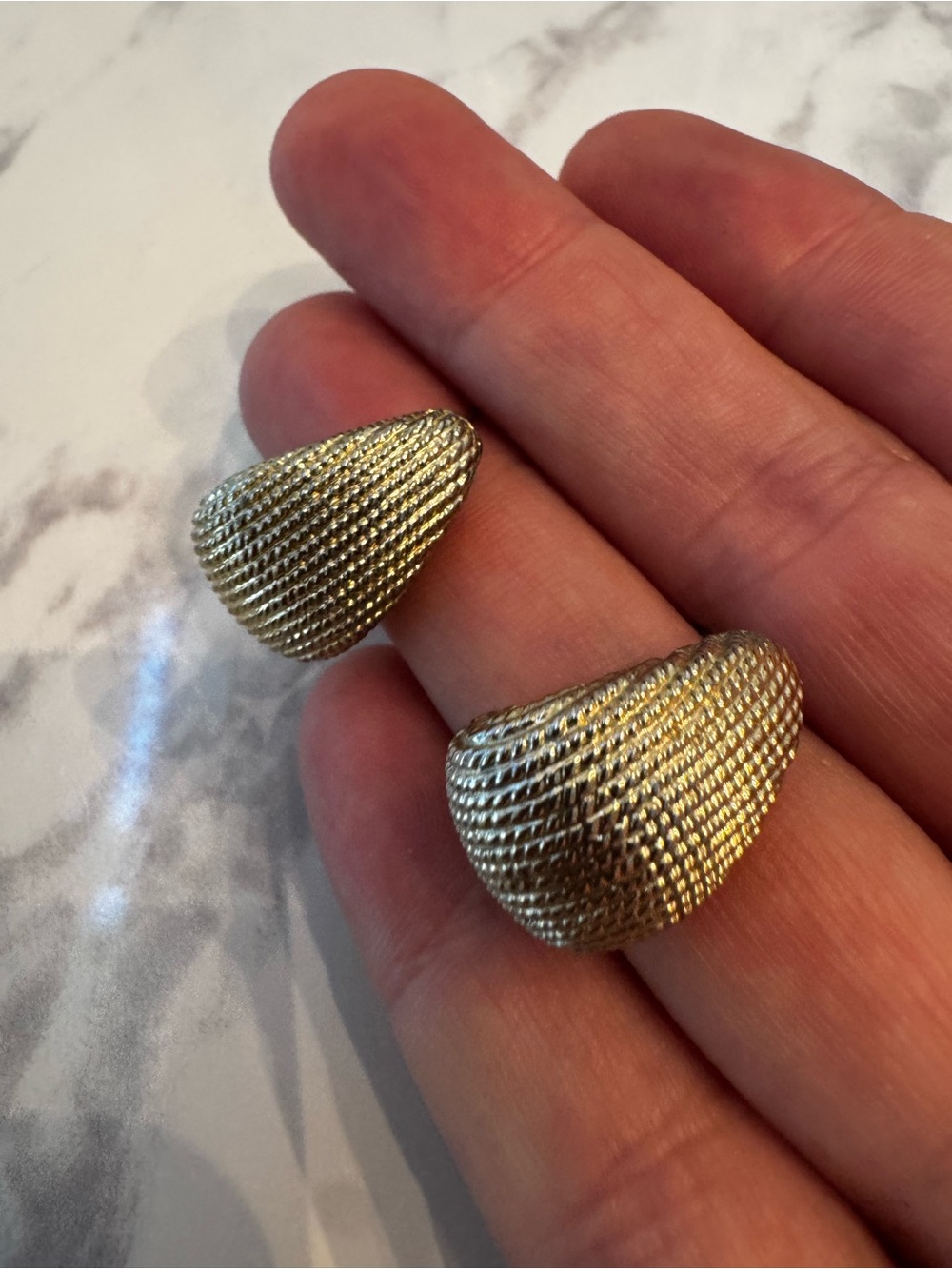 Vintage Monet Gold-Tone Textured Dome Clip-On Earrings - Women Jewelry